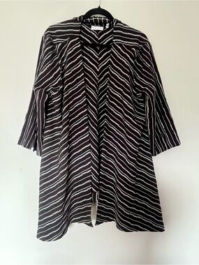 Habitat Black Gray White Open Front Textured Cardigan Large Lagenlook Artsy